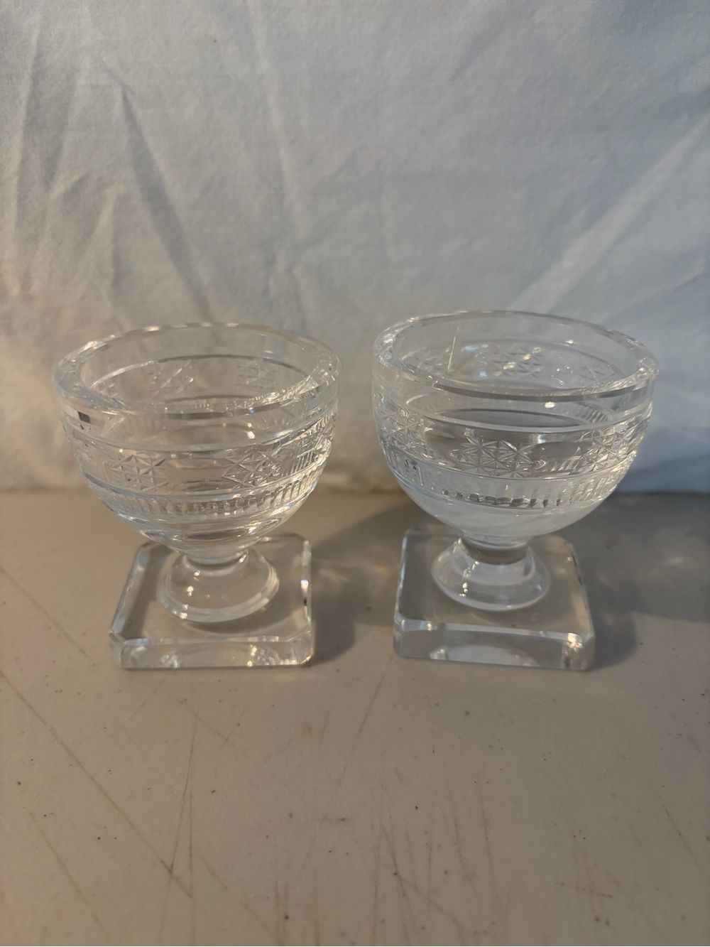 Vintage Waterford crystal salt cellar cup
3” square base footed  set of 2